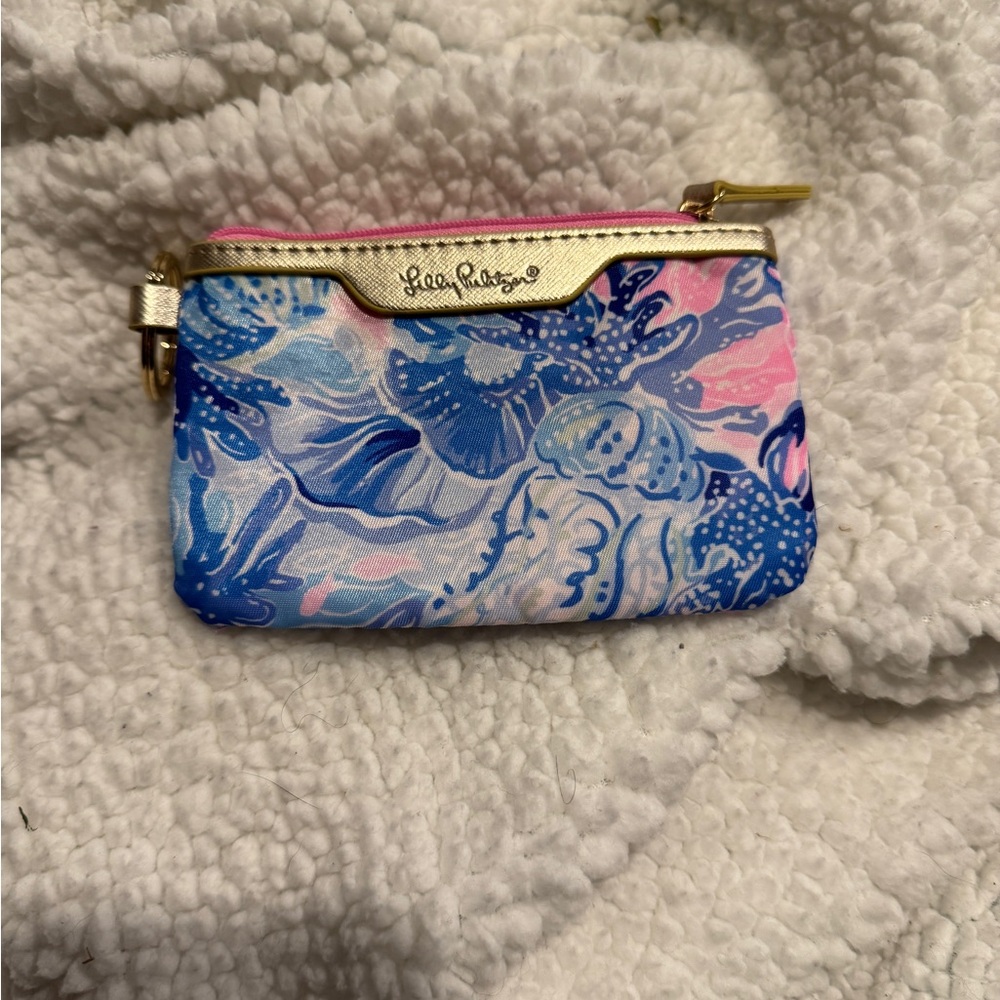 Lilly Pulitzer Blue and Pink Floral Pouch